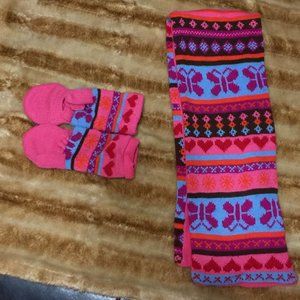 Girl's Athletech Fingerless Fleece Kids Mittens and Scarf Set
